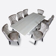 2.1M Rectangle Marble Dining Table Set MT-972-G + DC9004
